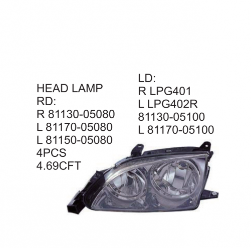 Toyota AVENSIS 2001-2002 Head lamp 81130-05080 81170-05080 81150-05080 LPG401 LPG402R 81130-05100 81170-05100